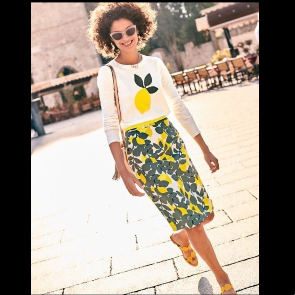 Boden lemon print pencil skirt 6L